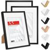 HIMEETIME® 3x Cornice Foto A5 14.8x21cm Alluminio spazzolato Nero,Passepartout 10X15cm,Cornice 15x21 Piccolo per Foto,Montaggio a parete o esposizione da tavolo