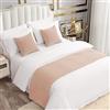 AMBERIS Bed Runner Single Layer Chenille Beige, Sciarpe da Letto in Stile Moderno per la casa e Le Decorazioni dell'hotel (Fodere per Cuscini vendute separatamente)