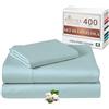 Pizuna Linens Pizuna Set Lenzuola letto singolo Cotone 90x200cm Blu 400 fili trama sateen