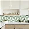 Alwayspon Adesivo per piastrelle vinilico impermeabile, da staccare e incollare, adesivo per piastrelle autoadesivo per cucina, bagno, stile Boho, adesivo murale, 20 x 20 cm x 10 pezzi, verde e bianco
