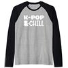 K-Pop & Chill Kawaii Gatto coreano Pop R K-pop e Chill Cat Silhouette musica pop coreana Maglia con Maniche Raglan