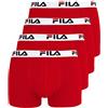 FILA FU5016 - Set di 4 boxer da uomo, colore: rosso, L, 118 rosso, rosso, L, rosso, L