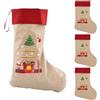 Idena 90476 - Calze di Natale 31 x 46 cm Circa, 4 Pezzi, Calze in Tessuto Rosso e Marrone con Motivo Babbo Natale e Scritta Merry Christmas, Calza con Occhiello Rosso