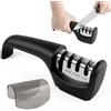 Carehabi Affilacoltelli Professionale 4 in 1 Affilacoltelli Manuale Affilacoltelli per Coltelli Dritti, Coltelli da Cucina, Seghettati