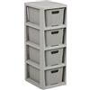 BranQ Home essential BranQ - Home essential Scaffale in Rattan, in plastica PP Senza BPA, Grigio Chiaro, 29,5 x 24 x 64,2 cm, 4 cestini