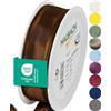 Halbach Seidenbänder Nastro regalo di alta qualità con bordo in filo, larghezza 25 mm, lunghezza 25 m, certificato Öko-Tex 100, prodotto in Germania, colore: marrone scuro