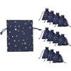 Idena 90423 - Sacchetto in Tessuto 13 x 18 cm Circa, 12 Pezzi, Sacchetti Blu con Motivo a Stella, Sacchetto Natalizio con Cordoncino, Sacchetto Regalo per Natale