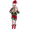 RAZ Imports Posable Christmas Elf, 40,6 cm di altezza, vestito in velluto rosso e verde con libro di Babbo Natale, collezione 2019 dei giochi di renne