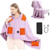 SNZ Coperta elettrica USB con batteria da 10000 mAh, 150 x 80 cm, senza fili, 3 livelli di temperatura, flanella singola, Electric Blanket Shawl, coperta termica per ufficio, pausa pranzo, viaggi