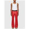 Fatto a mano Pantaloni stile jeans rosso bootcut eleganti design casual da uomo in vera pe...