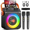 HWWR Karaoke con Microfono 2 Wireless, 60W Cassa Bluetooth 5.3, Professionale Completo Sistema PA per Adulti Bambini, Supporto TWS/USB/TF/AUX/FM, Adatto per Feste, Riunioni, Spettacoli e Festival