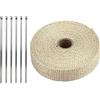 LKRXW Benda Termica Scarico Auto Isolante Collettori Moto Nastro Termico | Fibra Vetro Fascia Termico Collettore Nastro Termiche Protettivo Calore Resistente Beige 2,5CM X 10M Con 6 Fascette