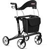 ZENBON Deambulatore Stretto Carbonio 5,5 kg: Rollator 4 Ruote Pieghevole e Leggero con Sedile Deambulatore per Anziani - Rollator per Interni Pieghevoli Leggeri per Viaggi nel Bagagliaio e in Aereo (Nero)