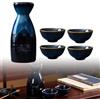 GOEDCH Set da sake giapponese tradizionale da 5 pezzi, set da vino di riso blu per stile giapponese, include 4 tazze da sake e 1 pentola da sake, set da sake realizzato a mano per la casa e i
