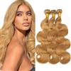 Hxxcoup Body Wave Bundles Human Hair Extension tessuto capelli Umani Double Weft Brazilian Virgin Hair #27 Honey Blonde Minimal Tangle&Shedding For Women 3 Bundles Total 300g 12 14 16 Inch