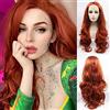 karissa Hair Parrucca con pizzo allo zenzero, in rame e ricci, da donna, ondulati lunghi, color ramato, color arancione ramato, capelli veri e propri trascinare la regina, capelli sintetici naturali, resistente