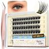 LASHVIEW Ciglia autoadesive pre-incollate, senza colla, 72 pezzi, curvatura a D, riutilizzabili, kit di ciglia finte a ciuffetto con pinzette per principianti (ZN23X)