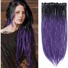 PORSMEER 20 fili di extension da nero a viola dreadlocks da 60 cm, fatti a mano, trecce sintetiche, 0,6 cm, hippie dritte dreadlocks per donne