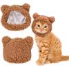 WLLHYF Grazioso berretto invernale per gatti, caldo, morbido, confortevole, regolabile, per animali domestici, copricapo per gatti, cani (marrone)