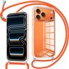 Pnakqil Cover per iPhone 17 Pro Max con Cordino, Custodia con Laccio Collana Tracolla Trasparente Cellulare Antigraffio Silicone Proteggere Corda Case per iPhone 17 Pro Max, Arancio 01