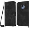 Netany Cover per Samsung Galaxy S9 con Cordino, Flip Portafoglio Magnetica Custodia in Pelle, [2 Porta Carte][Chiusura Magnetica],Custodia Libro Antiurto Cover con Laccio per Samsung S9 (Nero)