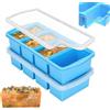 Theuwnee®Vassoio Congelatore in Silicone con Coperchio - Stampi per Contenitore del Congelatore per Zuppe - Grande Vassoio del Cubo di Ghiaccio- Rende 8 Perfetti Cubi di Porzioni (Blu)