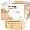 wisefood Wiseware - 100 forchette usa e getta in legno di betulla, 16 cm, posate legno, naturali, alternativa alle forchette plastica usa e getta e posate plastica usa e getta