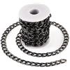 FASHEWELRY Catene a Maglia Cubana in Alluminio Nero 5M 17x11,5x2,5mm Catene Spesse Non Saldate Ritorte Catene Metalliche a Barbazzale con Bobina per Collane Bracciali Gioielli Fai da Te