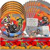Doyomtoy Stoviglie per Feste di Corsa per Ragazzi,Decorazione per Festa di Compleanno Motocross da 61 pezzi con Piatti Tazze Tovaglioli e Tovaglia Posate da Motocross,Adatto per 20 persone