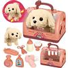 STAY GENT Cane Giocattolo Kit Veterinario Gioco 12Pezzi Valigetta Dottoressa Bambina Toelettatura Cane Peluche Robot Cagnolino Che Abbaia e Cammina Gabbia Regalo Giochi Bambini Bambina 2 3 4 5 6 Anni
