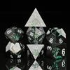 HNCCESG D&D Set di dadi in metallo poliedrici per DND con confezione regalo drago, per giochi di ruolo come Dungeons and Dragons, TTRPG (nero con drago verde glitterato)