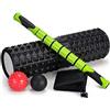 Odoland Rullo in Schiuma, Rullo da Massaggio 5 in 1, Rullo di Gommapiuma con Punti Trigger + Bastoncino per Massaggio Muscolare + Palline per Massaggio + Borsa per il Trasporto per CrossFit, Pilates