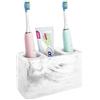 Luxspire Bicchieri Porta Spazzolino da Denti, Resina Porta Spazzolino 3 Slots Organizzatore per Spazzolino Dentifricio Rasoio in Bagno, Dim 9,6cm x 7cm x 16cm - Inchiostro Bianco