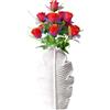 Yuaaoh Vaso Ceramica Bianco Moderno Vaso di Ceramica per Fiori Vaso Piccolo Decorativo Boho a Forma di Foglia D'acero in Stile Minimalista Nordico per Scrivania Soggiorno Tavolo da Matrimonio Ufficio (M)