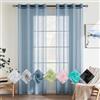 EMEMA 2 Pannelli Tende Trasparenti in Voile Con Occhielli Morbidi Finestre per Camera da Letto e per Salotto Eleganti Soggiorno 140x160cm Blu Acciaio