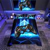 Homemissing Set copripiumino set di biancheria da letto motivo geometrico, a triangolo, per console per gamepad anime, 3 pezzi, per letto, blu