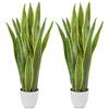 Oairse 2pcs Grandi Piante di Serpente Artificiali 73cm Alte Piante di Serpente Finte in Vasi Bianchi Piante Artificiali da Interno Decorative Sansevieria Finta per Casa Ufficio Balcone Patio Soggiorno