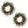 Zavothy 2PCS Corona di Natale per porta 50 cm, corona natalizia, corona artificiale con pigne e palline di Natale, corona dell'Avvento, decorazione natalizia, decorazione per la porta di casa, verde