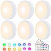HELPLEX Luci Armadio 6 Pacchi LED Luce Notturna Adesiva Cordless a Pile - 7 Perle 16 Colori Variabili - Lampada da Parete Con 2 Telecomandi e Funzione di Temporizzazione