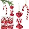 KYOEOE 12 Pezzi Glitter Decorazioni Albero di Natale Rosso, XXL Baubles Candy Canes, Ornamenti Rosso Bianco per Decorazioni Natalizie