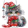 MOGTAA 5D Diamante Pittura Natale Ciondolo con catena, fai da te Kit Natale Gatto Diamond Pittura Adulto Bambino, Animali Diamond Painting Kit per Giardino Casa Decorazione Regali