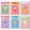 CharmBurst 6 Pezzi Poster retrò Colorati da Cocktail, Arte su Tela da Parete, Stampa Divertente di Bicchiere di Vino, Decorazione da Parete estetica per stanze, 20x25 cm Senza Cornice