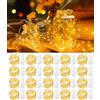 Piucrty Mini catena di luci a filo a batteria, 1 m, piccolo filo di luci con 20 micro LED, Natale, 20 pezzi, mini catena di luci a bottone, per interni, luce bianca calda, calendario dell'Avvento
