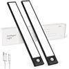 MATEPROX Luce Armadio LED con Sensore Movimento, Installazione Magnetica, Modalità Multiple, Luce Strip Ricaricabile per Comodino, Bagno, 2 Pezzi-Nero