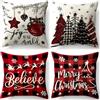 Dazhtu Natale Federe Cuscini Divano 45x45, Set da 4 Decorazioni Natalizie Quadrati in Qualità Lino, Natale Federe Cuscino,Cuscini Natalizi per Divano letto soggiorno Celebrazione Christmas