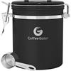 Coffee Gator Contenitore per caffè in acciaio inox con date-tracker, valvola a rilascio di CO2 e misurino, medio, nero