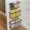 Mustorn 3 Pezzi Sistema Di Stoccaggio Autoadesivo Per Pareti Della，Montaggio a Parete Organizer Cucina Portaoggetti Da Appendere Salvaspazio Cucina Organizer Armadietto Spogliatoio(Nero)
