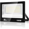 URTBST 100W Faretto Led da Esterno,10000LM Faretti LED Esterno,7000K Bianca Fredda Faro LED Esterno,IP67 Impermeabile Super Luminoso Faretti LED per Giardino,Cortile,Garage,Patio