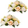 Inweder Sfere Fiori Matrimonio Centrotavola - 2 Pezzi Bouquet di Palline di Fiori Artificiali Fiori Finti Sfere di Rosa di Seta con Base per Matrimoni Tavolo Feste Arredamento Casa Champagne & Bianco