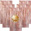 Eowppue Tenda Lametta Rosa Scintillante, 5 Pezzi, Tende Lametta in Lamina con Frange, Tenda Piena e Luminosa per Matrimonio, Fidanzamento, Doccia Nuziale, Compleanno, Festa di Addio al Nubilato